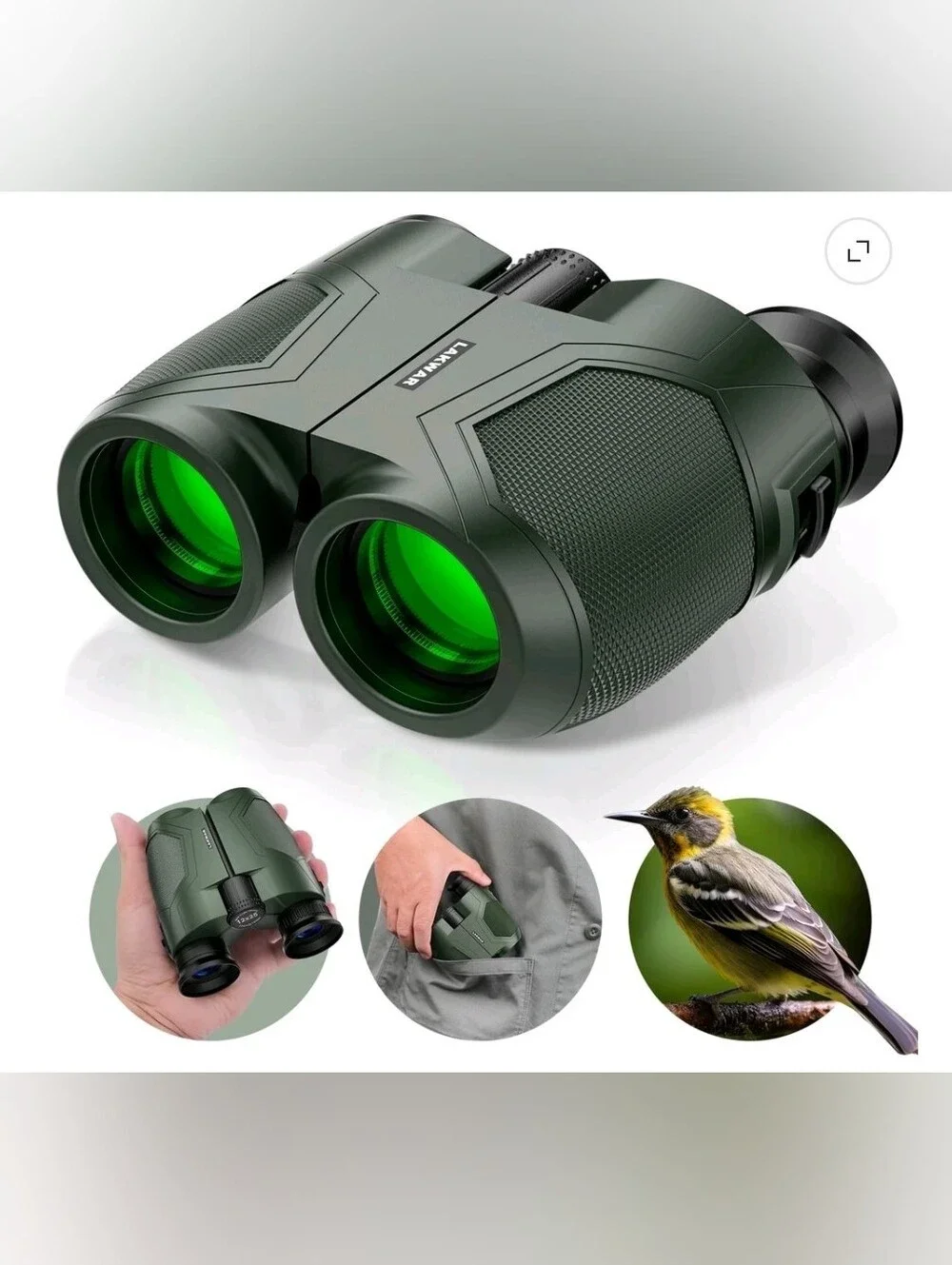 Compact Binoculars for Adults-12x25 Small Binoculars for Bird Watching Hunting W